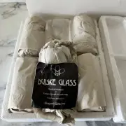 NIB set Duiske Glass Kilkenny Ireland handut crystal 6 wine glasses Harp Clovers
