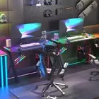 1.2M LED Gaming Desk Computer Desk w/ Rock-solid Steel Legs＆3D Carbon Fiber Top