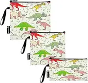 Dinosaurs Playful Reusable Snack Sandwich Bags Washable Food Storage Pouch with Zipper for Kids and Adults (Set of 3: S/M/L)