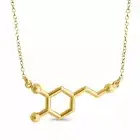 Azaggi Gold Plated Necklace Dopamine Molecule Pleasure Hormone Pendant Jewelry