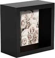 Nicola Spring 3D Shadow Box Photo Frame - 4 x 4 (10 x 10cm) - Pack of 1 - Black 3D Photo Frame Picture Frame Deep Box Small Square Display Case for Crafts, Keepsakes, Wedding, Graduation