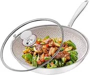 Stainless Steel Pouser - Uncovered Frying Pouser with Glass Lid | Stainless Steel Pan with Lid | Scratch-Resistant Stainless Steel with Glass Lid | Accessori