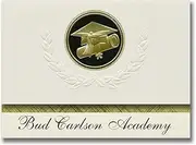 Signature Announcements Bud Carlson Academy (Rochester, NH) Graduation Announcements, Presidential style, Basic package of 25 Cap & Diploma Seal. Black & Gold.