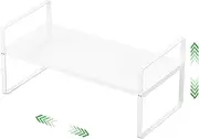 SOFRON Expandable Cabinet Storage Shelf Stackable Organizer Rack for Kitchen Bathroom Pantry Spice Cupboard Countertop Home Office Desk Heavy Duty Nonslip White Large 1 Pack
