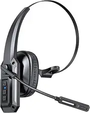 CPTEA Bluetooth Headset with Microphone, Trucker Bluetooth Headset with Noise Cancelling & Mute Button, V5.3, 60Hrs Working Time, Wireless Headphones with Mic for Work/Cellphone/Laptop/Office - Black