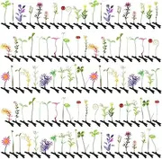 Tigeen 100 Pcs Rave Sprouts Bean Sprout Funny Hair Clips Mixed Style Plant Hairpins Hair Accessories for Home Party Irish(Mixed Style)