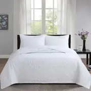 100% Cotton Lightly Quilted Coverlet Set Unity White Queen