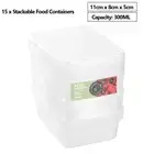 15pcs x300ml Plastic Food Storage Containers Kithen Pantry Freezer Organiser Box