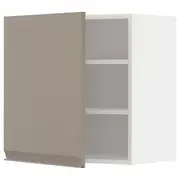 METOD wall cabinet with shelves, white/Upplöv matt dark beige, 60x37x60 cm