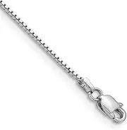 [JewelryWeb] 10k Solid White Gold .95mm Box Chain Bracelet 18 Centimeters Link-Bracelet for Women and Men