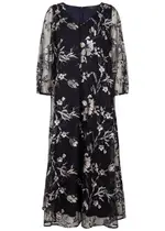 Marina Rinaldi Ruth Floral-embellished Tulle Midi Dress - Black - 21 (UK16 / XL) 21 (UK16 / XL)