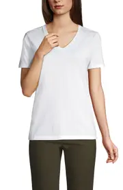 Lands' End Relaxed Supima Cotton V-Neck T-Shirt in White at Nordstrom, Size Large