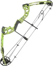 Compound Bow and Arrow Set Draw Weight 30-55lbs Draw Length 24"-29.5" Adjustable Aluminum Right Hand Composite Bow for Adult (Green Bow)