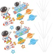 FELTECHELECTR 3 Sets Outer Space Birthday Cake Toppers Cupcake Picks for Party Decorations Safe and Easy to Use for Celebrating Birthdays with Fun and Charm