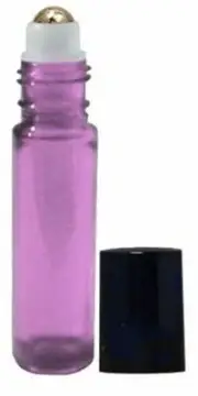 10ml Metal Ball Roller Bottles for Essential Oils. Elegant Purple Glass, 12 Pcs