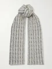 [Johnstons of Elgin] Johnstons of Elgin - Cable-knit Cashmere Scarf - Gray - One size One size Gray