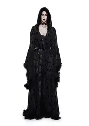 [Trickz N' Treatz] Witch You Were Here Marabou Robe - Black