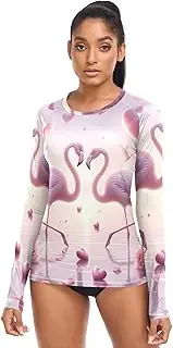 [RPLIFE] Flamingos Long Sleeve Fishing Shirts Women, Summer Modest Clothing, Flamingos, Large
