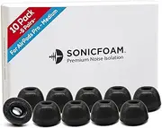 [SONICFOAM] Memory Foam Earbud Tips - Premium Noise Isolation, Replacement Foam Ear Tips, 10 Pack for Airpods Pro (SFAIR Medium, Black)