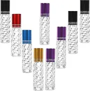 BAZEITFLOW 10Pcs Glass Essential Oil Roller Bottles Refillable Travel Containers with Smooth for Perfume Liquid Application for Home the Go