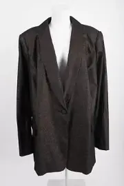 Lane Bryant Womens Bryant Blazer Plus Sz 28 Gold Black Stretch Sparkle NWT
