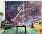 Crystal Clear Lobster 3D Curtain Blockout Photo Printing Curtains Drape Fabric