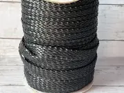 3/4” Black Flat Braided Leather Cord Trim By The Yard