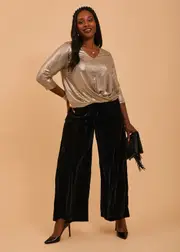 [Taking Shape] Taking Shape Velvet Wide Leg Evening Pant Size 20 in Black - Plus Size Women's Bottoms Black