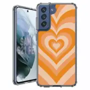 For Samsung Galaxy S20 S21 S23 S24 FE 5g TPU Case+Glass(Wild-Heart Orange)