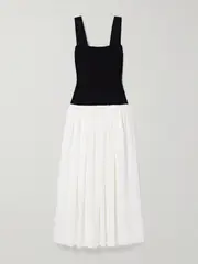 [La Ligne] La Ligne - Stretch-knit And Gathered Linen-blend Midi Dress - Multi - small small Multi