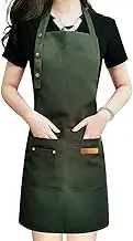 Apron for Men Women with Adjustable Straps and Large Pockets, Canvas Cotton Cooking Kitchen Chef Bib Aprons Waterproof