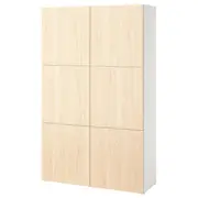 BESTÅ storage combination with doors, white Fänrik/ash, 120x42x193 cm