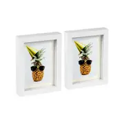 Nicola Spring 5" x 7" White 3D Box Photo Frames - 4" x 6" Mount - Pack of 2