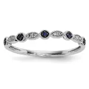 14k White Gold Blue/White Real Diamond Ring