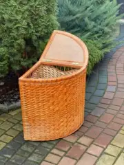 NEW wicker corner laundry hamper basket storage organizer rattan boho hamper