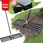 31'' Lawn Leveling Rake Ergonomic Curved Handle Soil Leveler Tool for Grass Yard