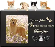 Pet Urns for Dogs or Cat Ashes, Large Wooden Dog Memorial Cat Dog Urn, Urne Pour Chien Pet Sympathy Gifts Black Wooden Box with Pet Memorial Pictures Frame Pet Memorial Keepsake (L,18 * 12 * 12cm)