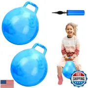 Poen 2 Pcs Bouncing Ball with Handle, Hopper Jumping Hopping Ball with Air Pu