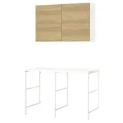 ENHET storage combination, white/oak effect, 139x63.5x90.5 cm