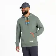 Life Is Good Sun Ocean Icon Simply True Fleece Hoodie Men's Sweatshirt, Moss Gre