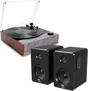 Victrola Eastwood II Turntable - Walnut + Bundled Majority D40 Bluetooth Speakers
