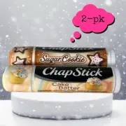 2PK! CHAPSTICK SUGAR COOKIE & CAKE BATTER Flavor Lip Balm 1each New & Sealed