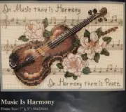 Music Is Harmony Jiffy Cross Stitch Kit Violin Miniature 1997 Dimensions # 16656
