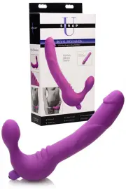 Strap U 9.75" Semi Realistic Vibrating Strapless Strap On Silicone Dildo