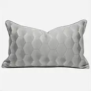 CVBFDB Grey ometric Lattice Hotel Office Waist Pillow Living Room Sofa Pillow Cover Cushion(30 * 50CM)