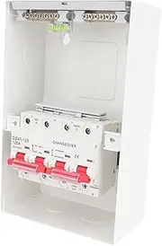 Generic Dual Power Manual Transfer Switch, 125A Mains to Generator Manual Changeover Switch Dual Power Transfer Switch Circuit Breaker with Distribution Box