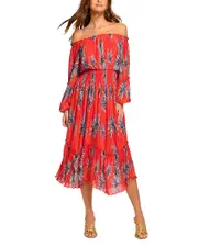 Ramy Brook Alyce Floral Off The Shoulder Smocked Dress