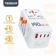 140W International Plug Adaptor Gan Travel Adapter with Universal Outlet 1 USB a
