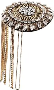 MOBUTOFU DIY Rhinestone Tassel Shoulder Epaulet Fashionable Epaulette Badge for Costumes Uniforms Versatile Clothing Accessory Quality Sparkling Jewelry for Bags Outfits