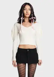 Simply In Love Balloon Sleeve Crop Top